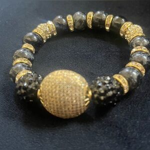 Black and Gold Stone Bracelet